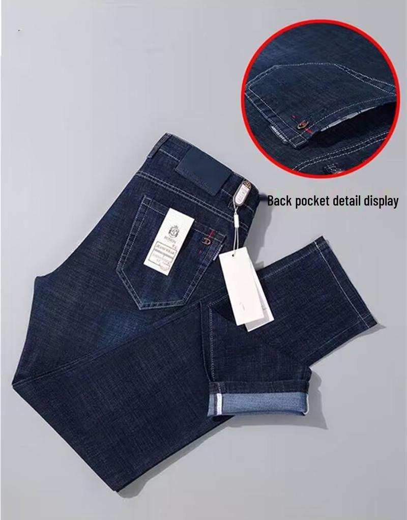 Men's High Waist Stretch Jeans - Autumn Loose Straight Leg, Plus Size Casual Pants
