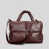 Women's PU leather padded bag woven soft casual white feminine cotton padded shoulder bag