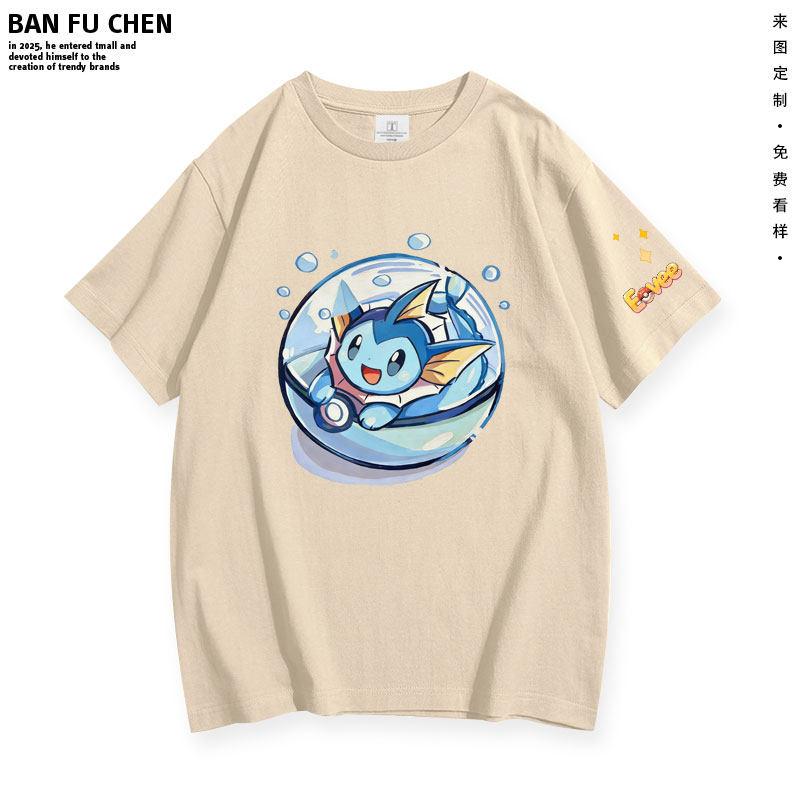 ZX Pokémon Cute Print ShortSleeved TShirt for Children in Summer  Family and ParentChild Clothing  Loose HalfSleeved Design