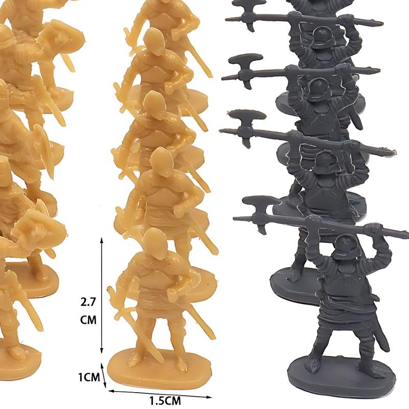 50 PCS Medieval Soldiers Model 1:72 Scale Blue Gold Gray Yellow Multiple Postures Miniature DIY War Scene Role-Playing Props ZYF