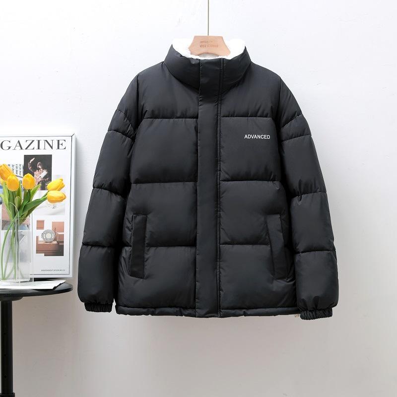 

Down Cotton-padded Clothes for Men and Women Short Models, New Velvet Thickened Stand-up Collar Bread Clothes, Warm Casual Cotton-padded Jackets M чорний