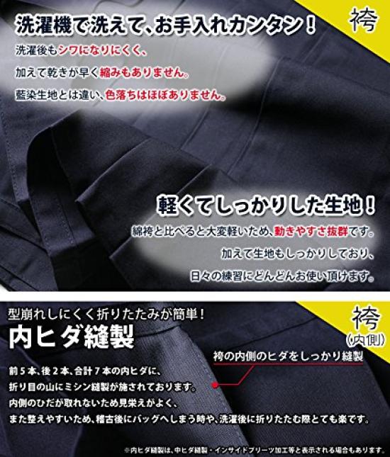 Kendoya Tetron Navy Blue Folds 23 Hakama, (inner Sewn) No.