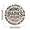 1pc Retro Family Home Metal Wall Art Sign Mimi Papa House Memories Vintage Decor Plaque for Garden Patio Indoor Outdoor Durable Iron