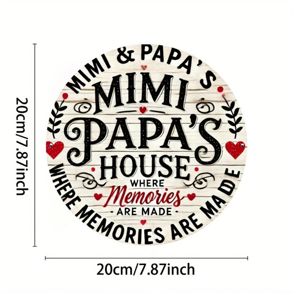 1pc Retro Family Home Metal Wall Art Sign Mimi Papa House Memories Vintage Decor Plaque for Garden Patio Indoor Outdoor Durable Iron
