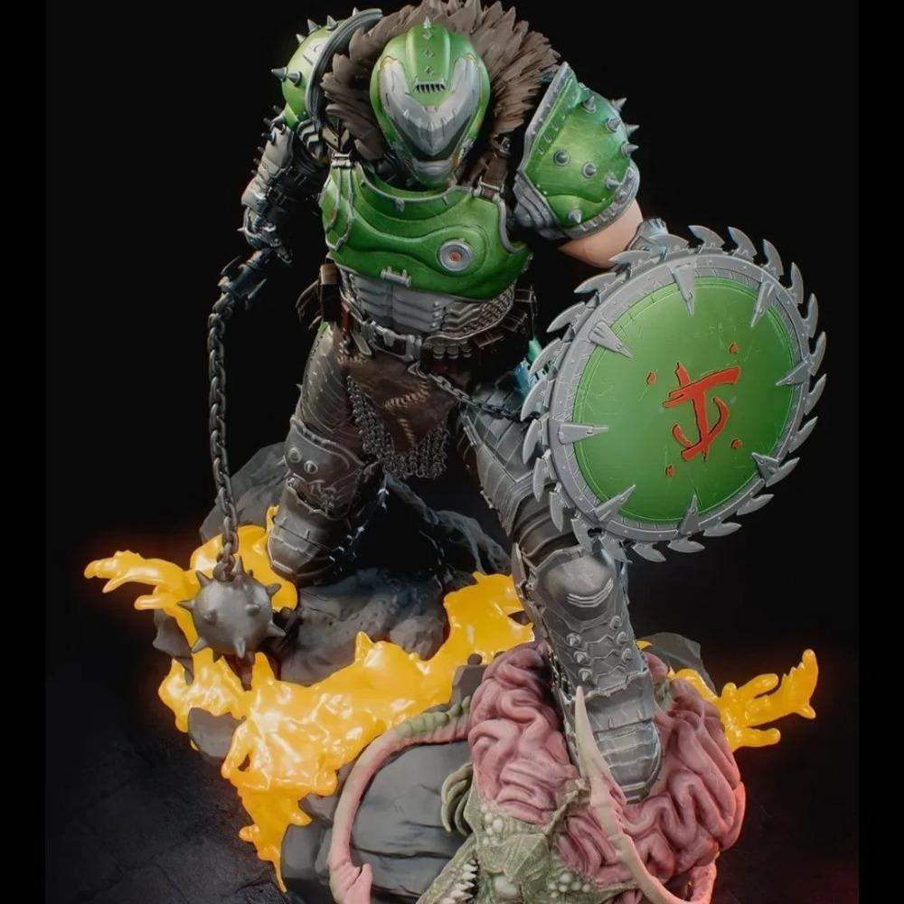 Maßstab 1/24 Höhe 80mm Harzfigur Doom Krieger Dämonenschlächter Modellbausatz Unmontiert und Ungemalt 3D-Druck Spielzeug 1280