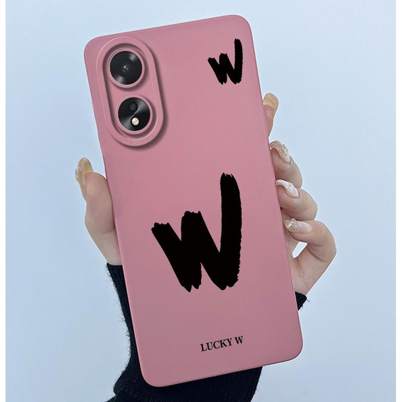 Case For Oppo A18 A38 A58 A78 4G Cover Camera Protection Cute Letter Liquid Silicone Soft Back Covers For Oppo A 38 A 18 Housing