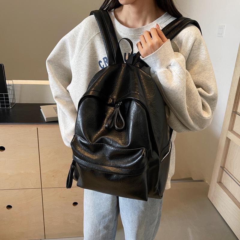School Bag Female Solid Color High School College Student Junior High School Student Simple Versatile Campus Backpack
