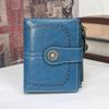 Women Short Hollow-Out Wallet Vintage PU Leather Multi Card Holder Zipper Coin Purse Small Lady 3 Fold Clutch Wallet