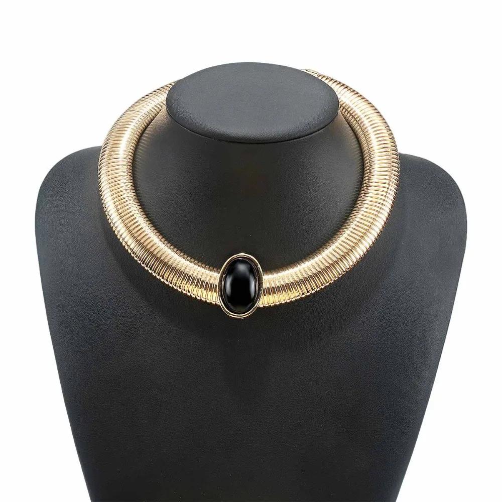 Metal Chain Chunky Choker Necklace Vintage Gold Snake Bone Chain Necklace Silver Color Personalized Exaggerated Collarbone Chain