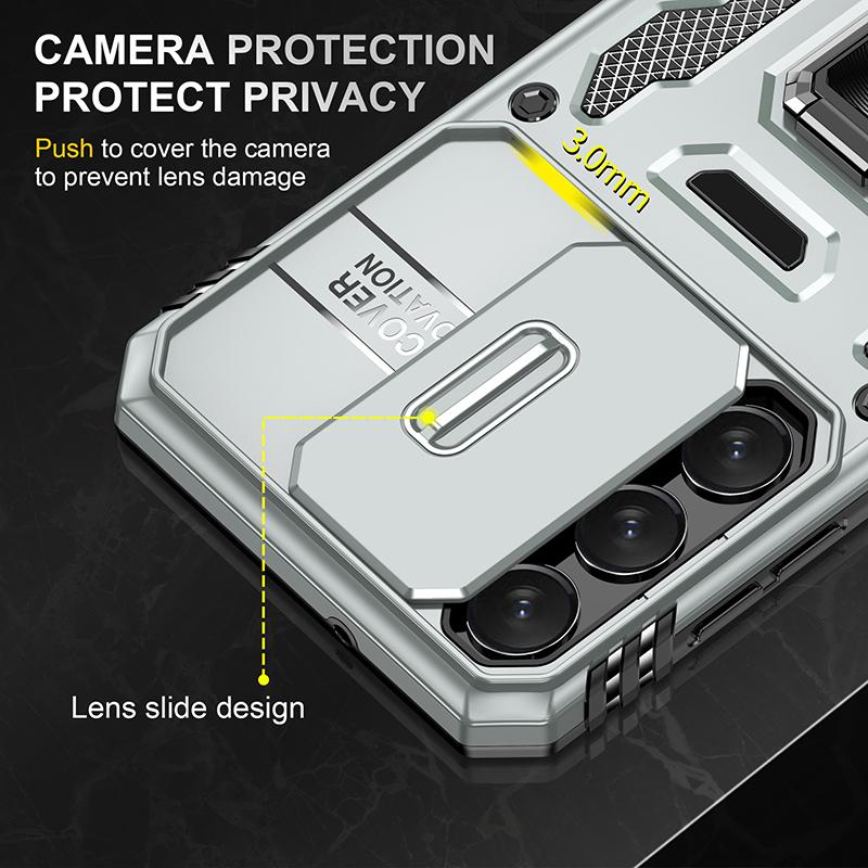 For Samsung S26 Ultra S25 Edge S24 S23 FE S22 S21 Plus Heavy Duty Protection Case Hard 2 in 1 Slide Camera Kickstand Phone Cover