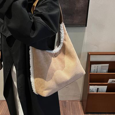 Winter Large-capacity Suede Shoulder Bag Women's 2025 New Commuter Underarm Bag Versatile Lamb Wool Tote Bag