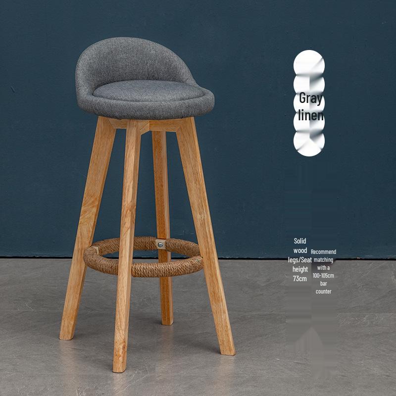 Nordic Solid Wood Swivel Bar Stool - Modern Minimalist Design for Home Bars