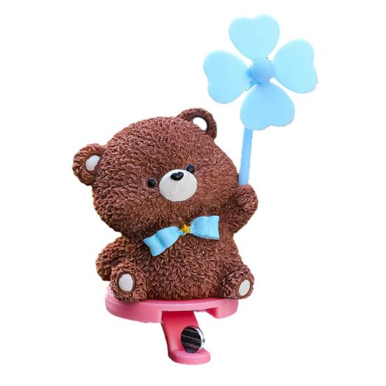 Cartoon Windmill Car Decoration with Soft Doll Cute Rotary Ornament for Dashboard Handlebar & Vent Solar/Manual Spin Fun Summer Gift for Car Bike