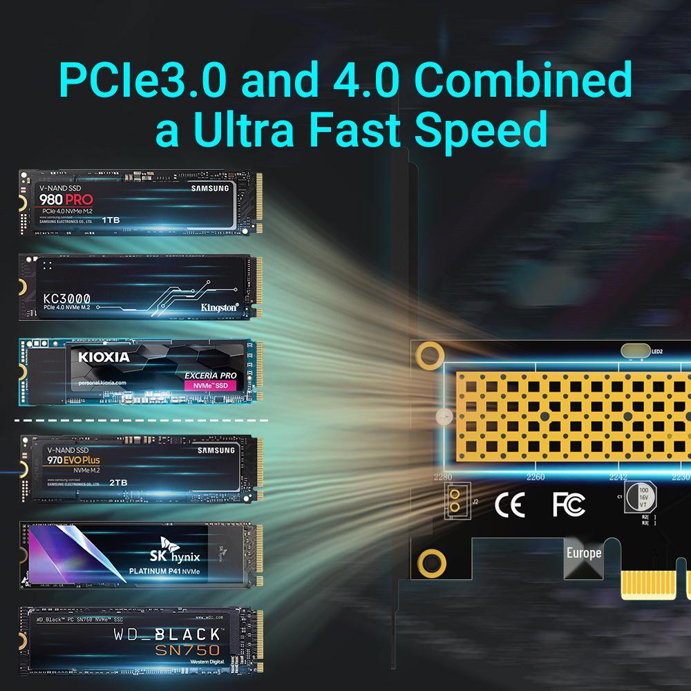 JEYI SK4 PCIe 4.0 X4 To M.2 NVMe Adapter Card for Full-Speed SSD Expansion