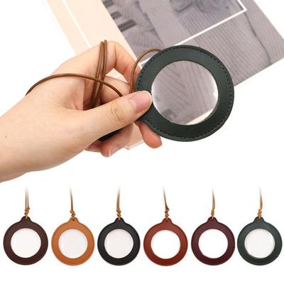 Imitation Leather Lanyard with Halter Neck Magnifying Glass Pendant Adjustable Length Halter Neck Accessory