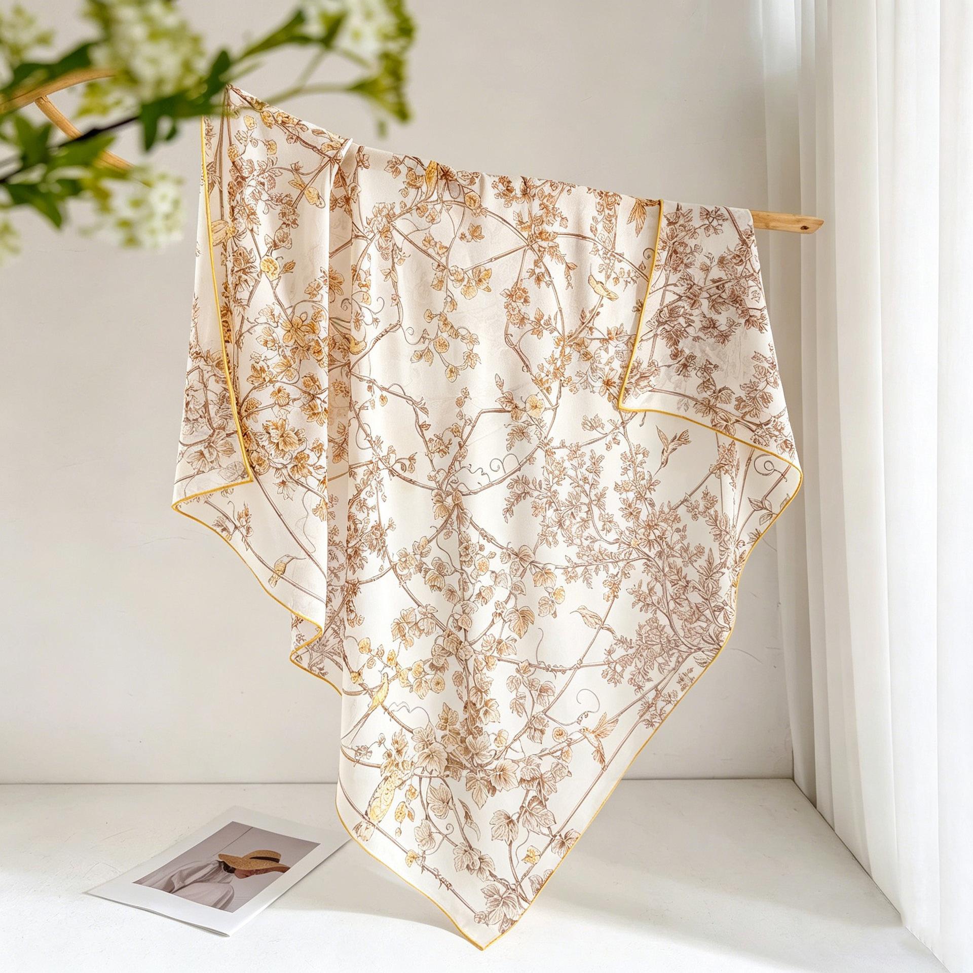 Simple and atmospheric 100% mulberry silk square scarf Thin silk georgette silk scarf Daily scarf with square scarf gifts 105