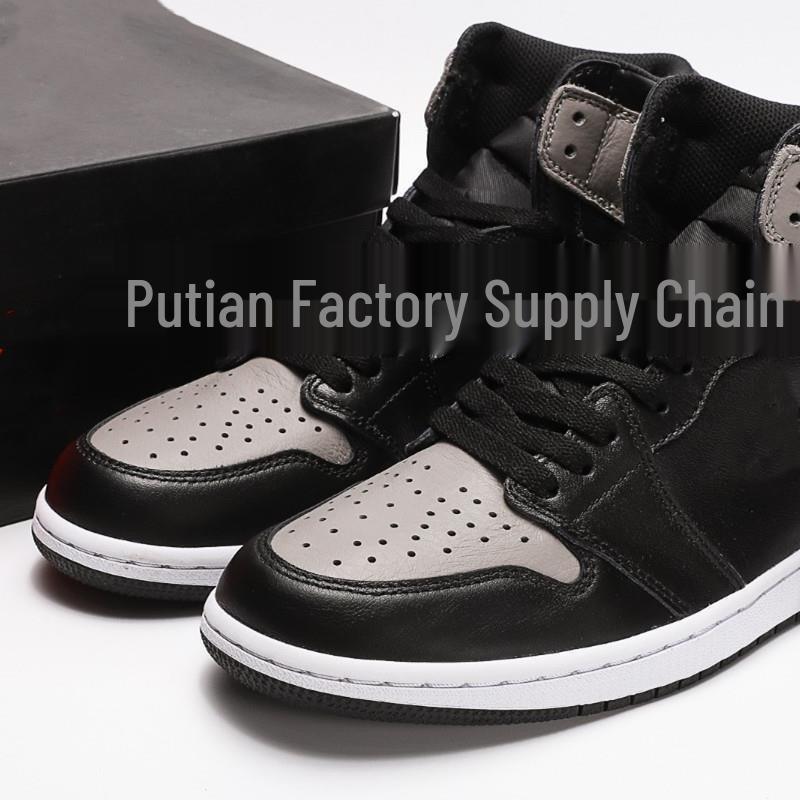 Original High-Top AJ1 Mocha Chicago Smoke Grey Sports & Casual Shoes for Men and Women
