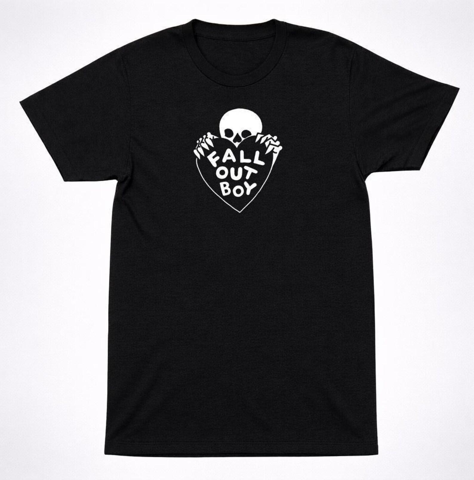 Fall Out Boy Skull Skeleton Heart Graphic Tee, Pop Punk Rock Band Shirt (Unisex Cotton, Iconic Crown Print, Multiple Sizes) 3XL
