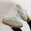 Damen Retro Low-Top Sneaker Color Block Schnürung Lässige Trainer Atmungsaktive Flache Schuhe für den täglichen Gebrauch