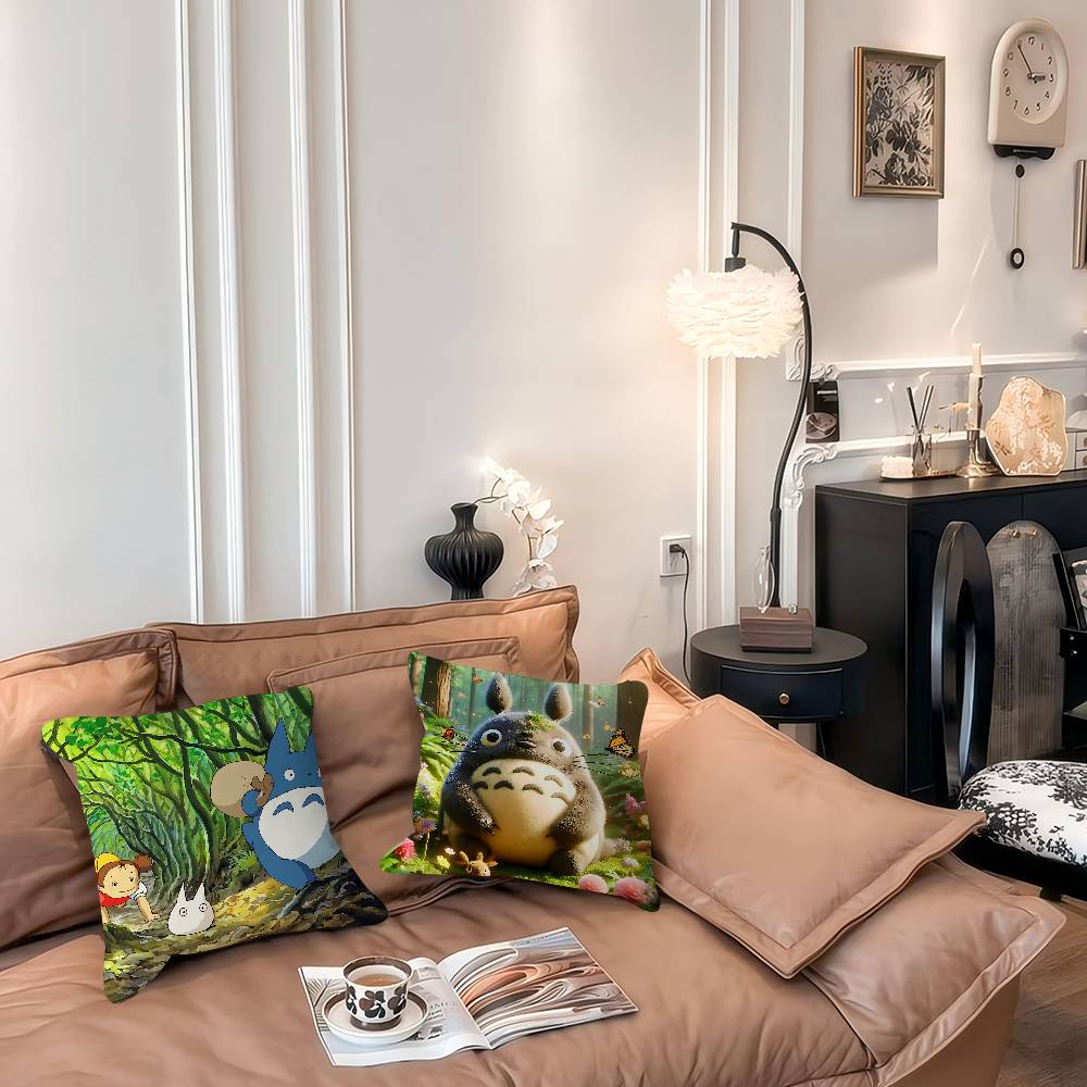 Anime M-Mein Nachbar Totoro Ahornblatt Design Kissenbezug Fröhliche Herbsternte Deko Feiertagsdeko Kissenbezug