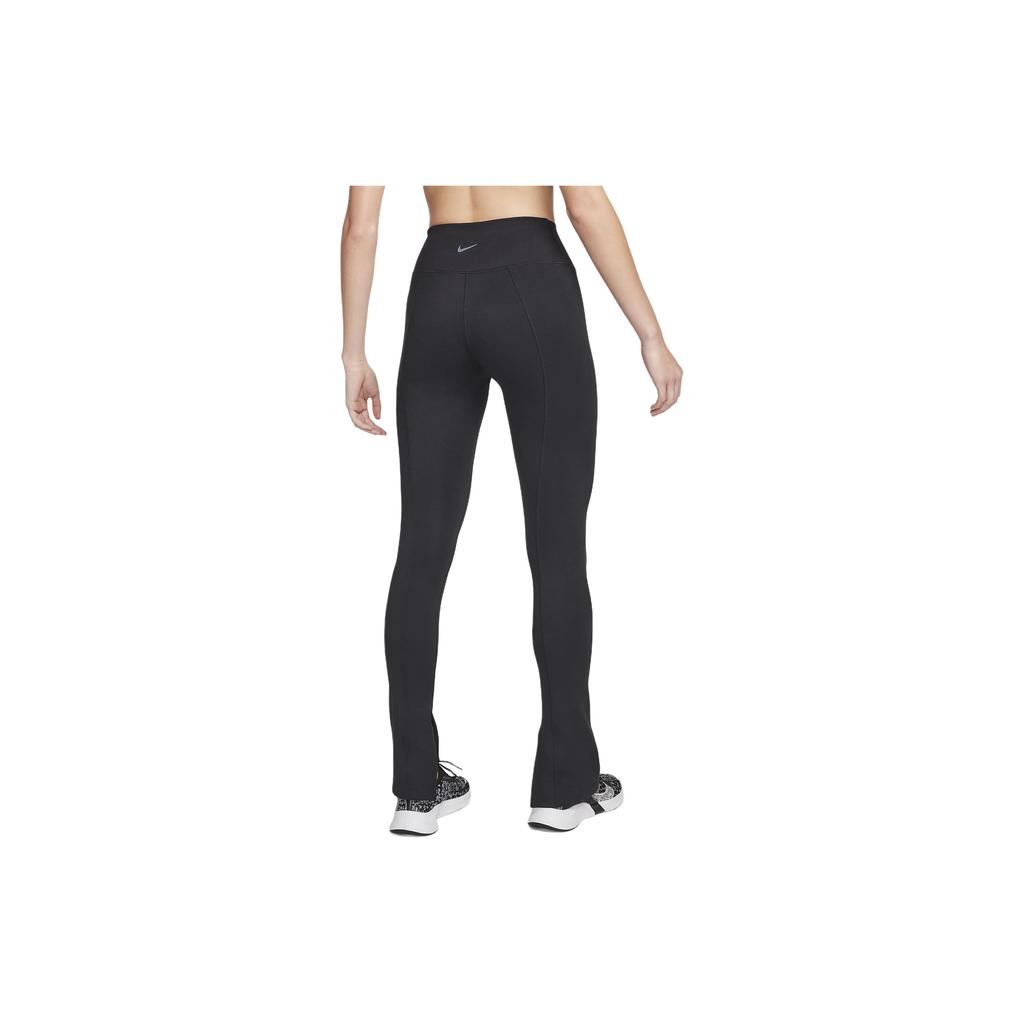 Nike Solid Color High Waist Split Hem Knitted Sports Pants Women Bottoms Black FN4149-010