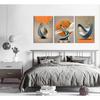 3 Pcs Bright Style Canvas Wall Art Modern Abstract Golden Deer Luxury Foil Lines Posters Prints White Blue Orange Color Grey Painting Pictures for