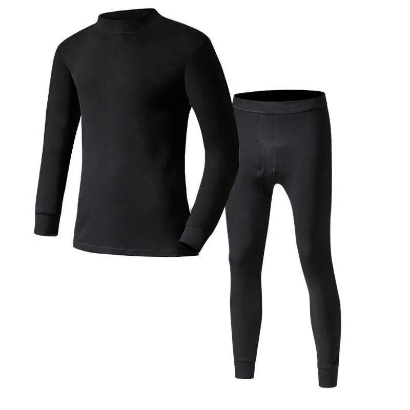 "Men's Plus Size Thermal Underwear Set - Half Turtleneck, Thick Velvet for Winter, Ideal for Middle-Aged and Elderly"