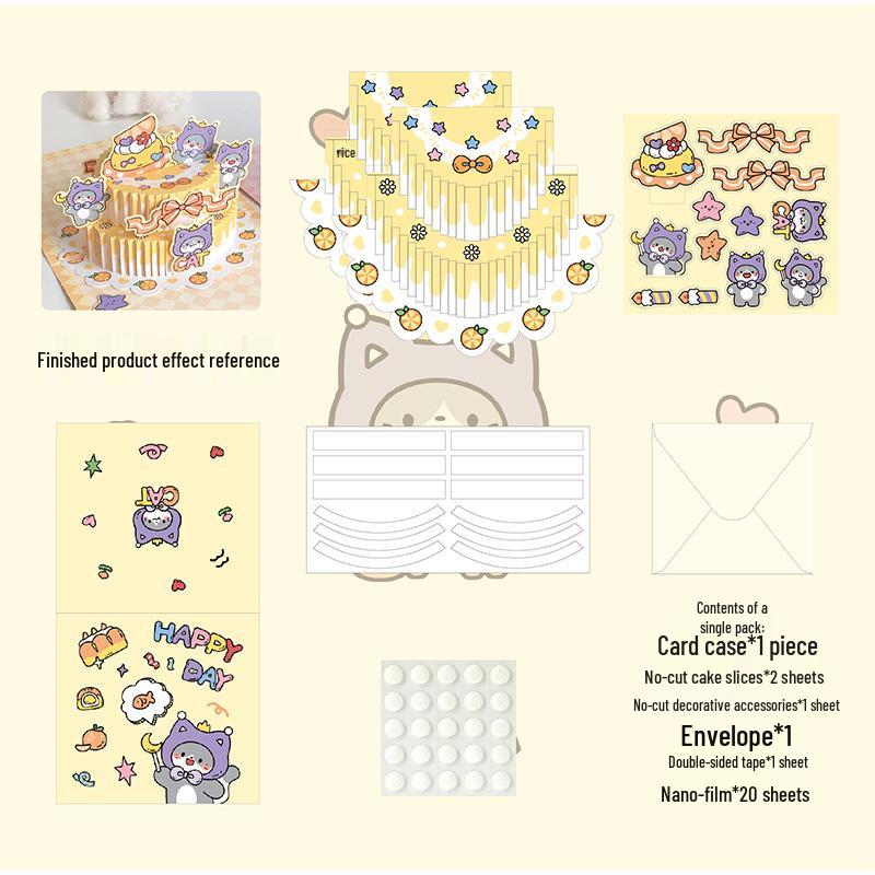 3D DIY Birthday Cake Greeting Card Kit - Cute Foldable Quiet Book Gift