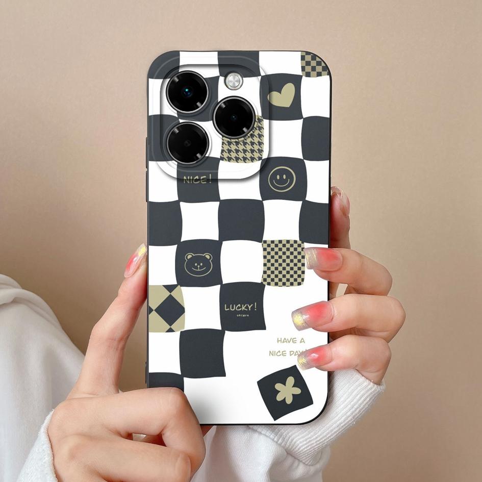 Zderzak do Infinix Smart 9 Note 40X Hot 50 50Pro Plus 50i Zero 40 5G 4G Pokrowiec Wzór w kratkę Silikonowy płynny Odporny na wstrząsy Ochronny do Infinix Nowe etui