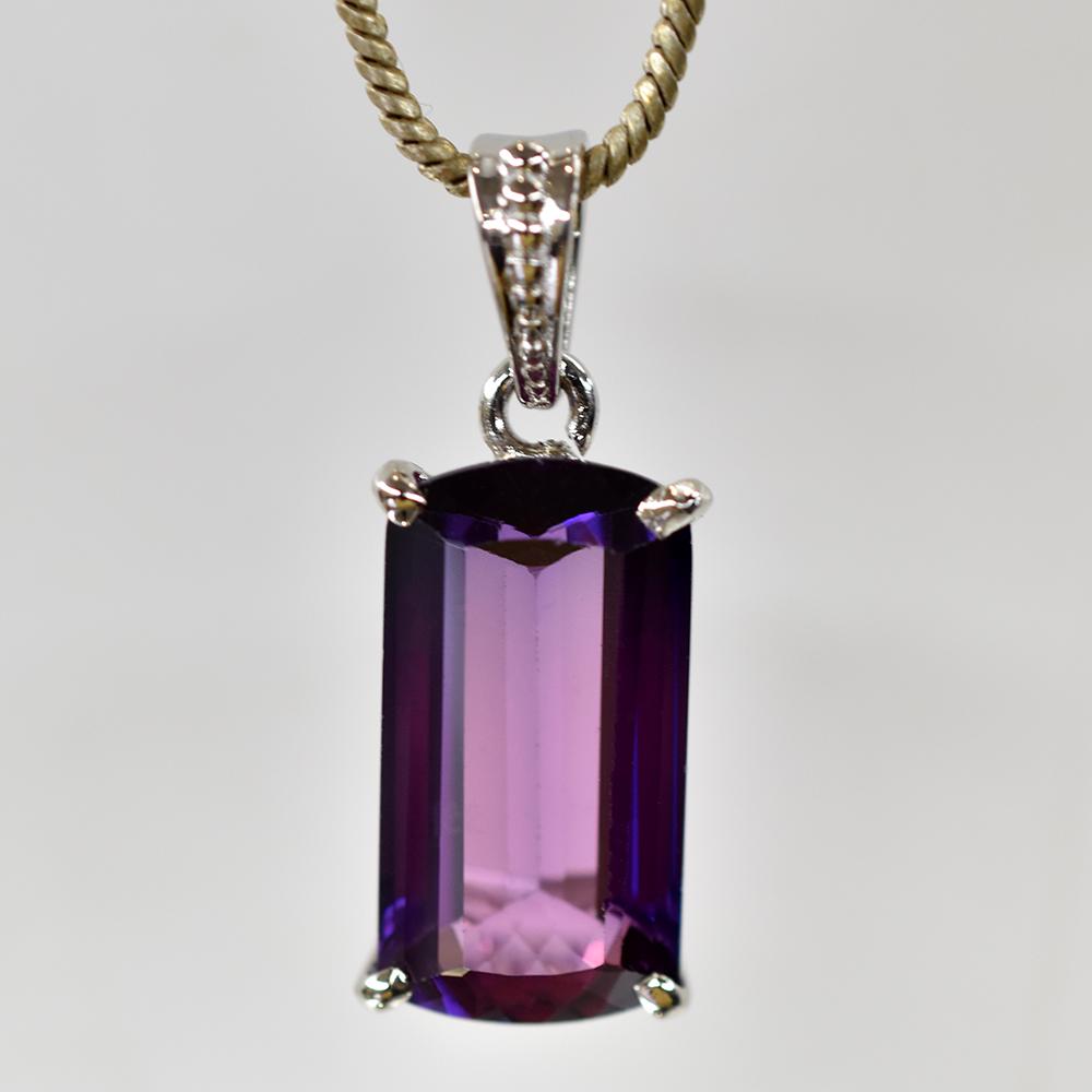 Pandantiv Baghetă Naturală Argint Sterling 925 CERTIFICAT 29.5 Ct Tanzanit Violet my.pd-8-k