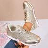 Fashion Fashion Ladies Autumn Women Flat Glitter Sneakers Casual Bling Vulcanized Shoes Female Lace Up Platform Comfort Plus Size