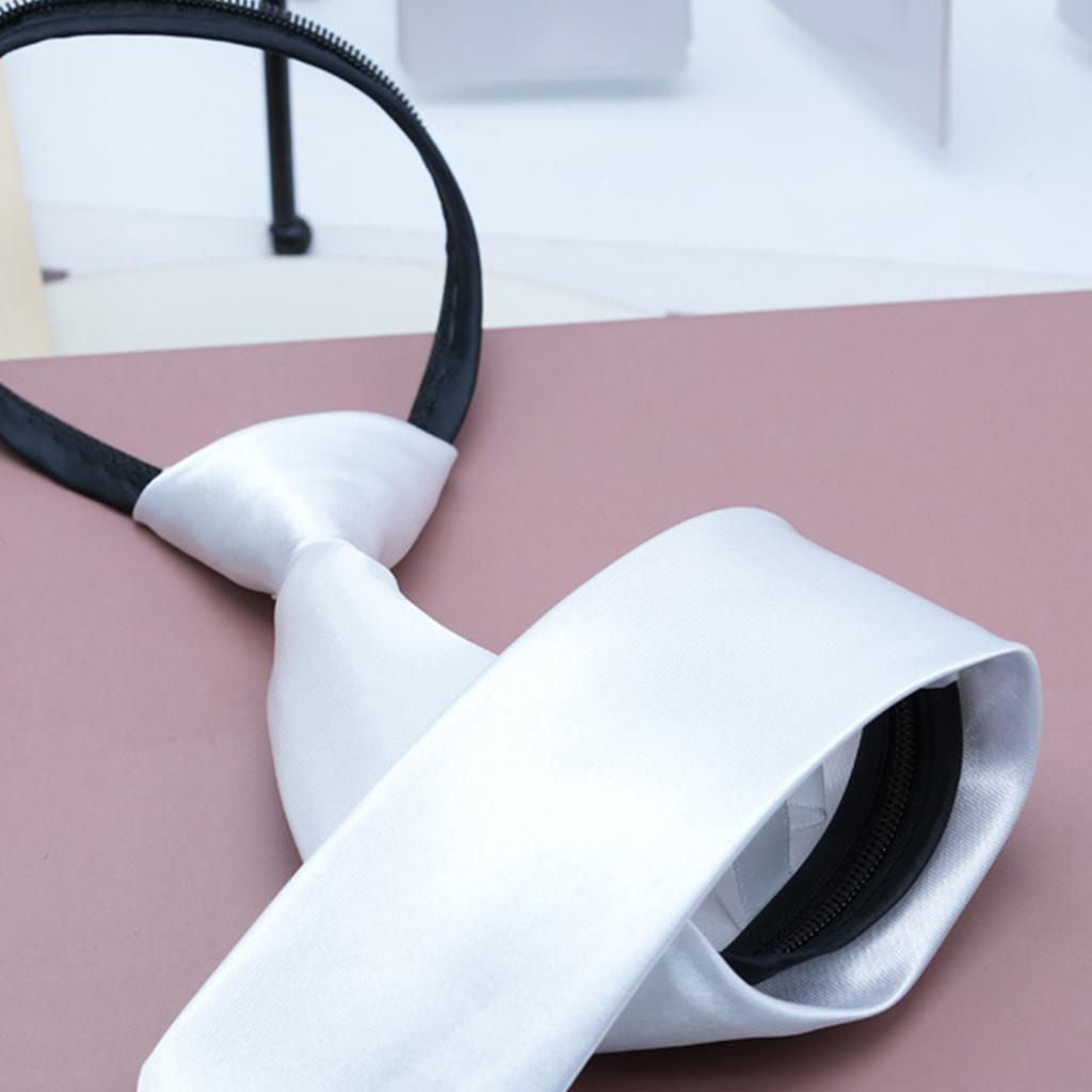 Solid Color White Neck Tie for Men Women Children Graffiti for Father's Day Decoration Necktie Adjustable Zipper Ties