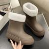 Plus velvet warm rain boots women's mid-tube non-slip rain boots wear-resistant waterproof snow boots women's detachable cotton sleeve