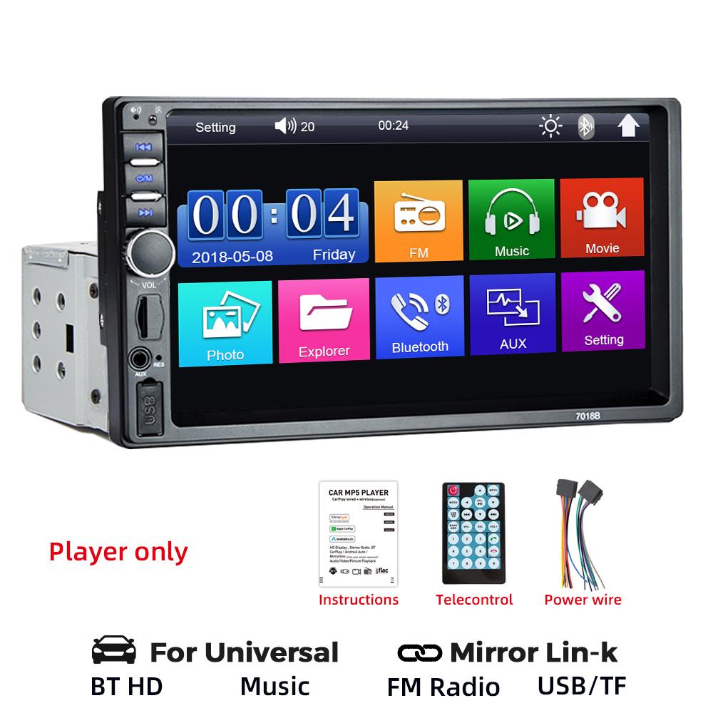 

HIPPBQCC 7 inch Car Radio 1 Din Stereo MP3 MP5 Multimedia Player Support SWC/AUX/BT/SD/USB/Mirrorlink/FM/RCA/HD Video/U Disk
