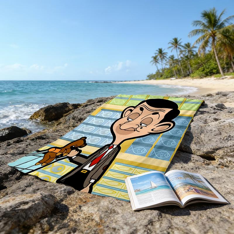 Serviette de Plage Ultra-Douce Thème Mr Bean, Idéale pour la Piscine - Camping, Plongée - Essentiel de Voyage Parfait, Serviette de Plage Vibrante.