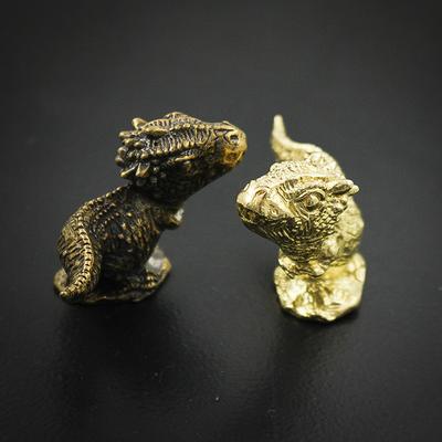 Antike Messing Dinosaurier Statue Schreibtischspielzeug Ornamente Dekorationen Vintage Kupfer Tyrannosaurus Figuren Handwerk Tee Haustiere Heimdekorationen