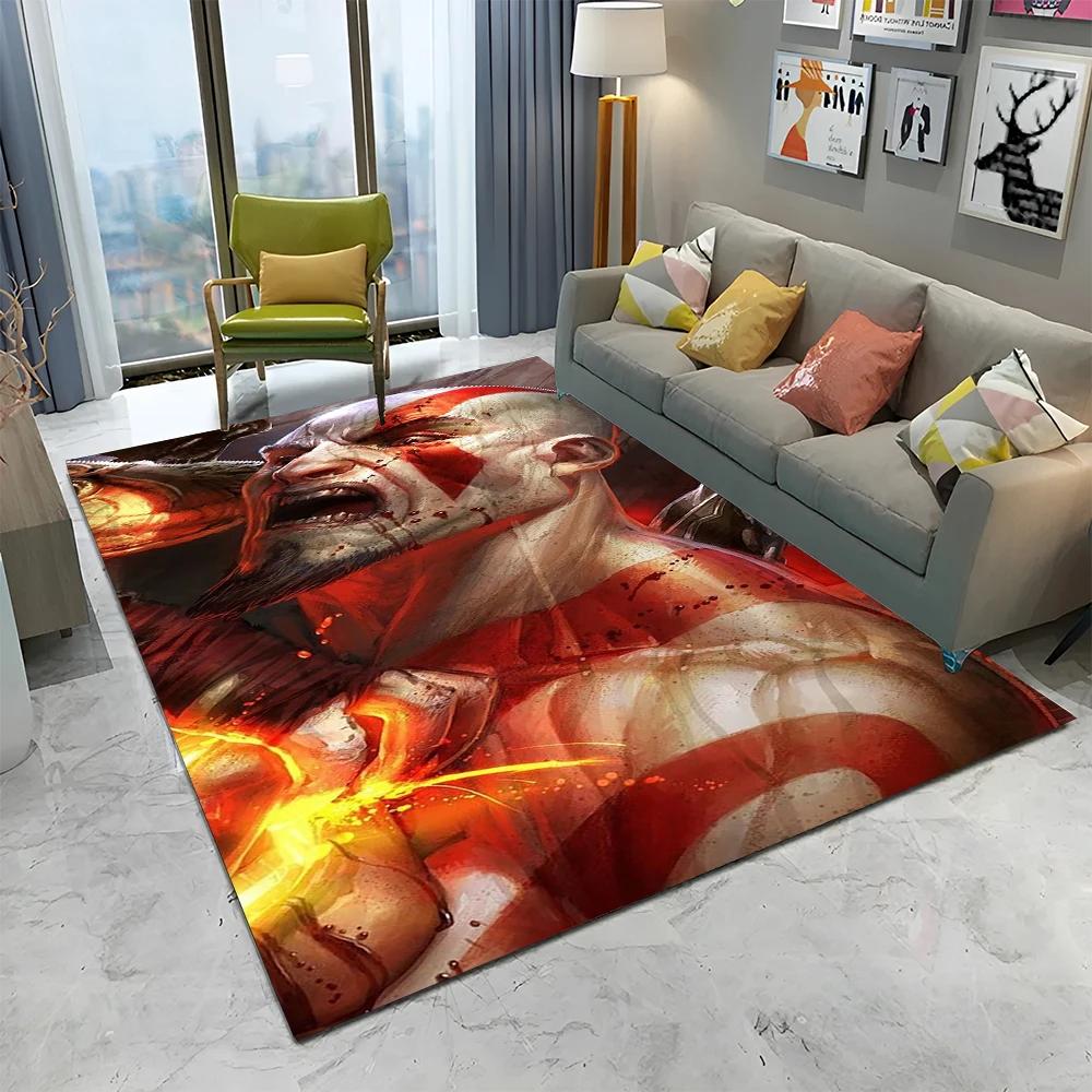 3D God of War Games Gamer Kratos HD Carpet Rug for Home Living Room Bedroom Sofa Doormat Decor,kids Area Rug Non-slip Floor Mat