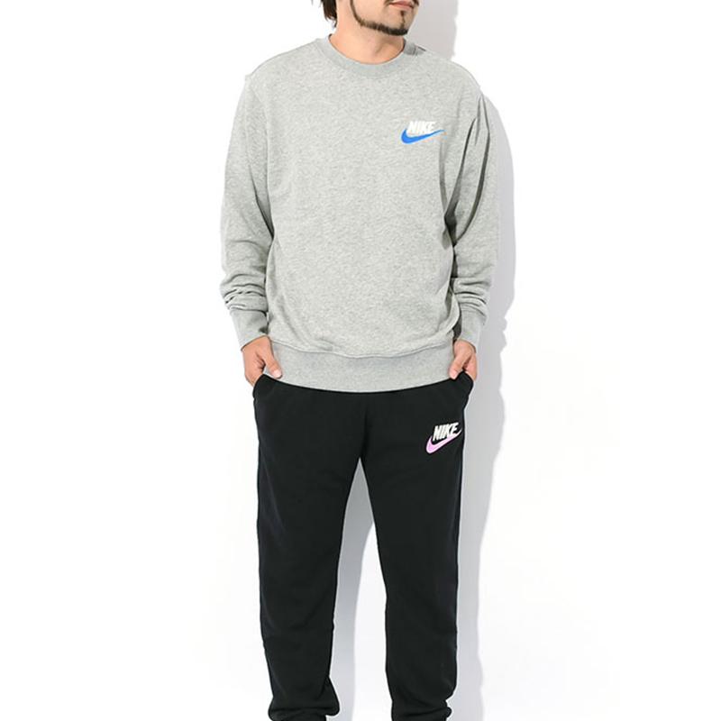Nike Solid Color Embroidered Swoosh Drop Shoulder Crew Neck Sweatshirt Men Tops Dark-Grey FB7685-063