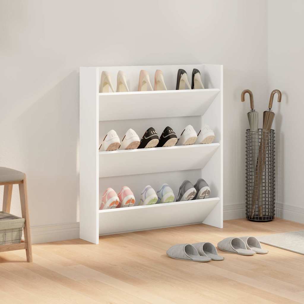 Wall Mounted Shoe Cabinet White 80 x 18 x 90 cm Engineered Wood