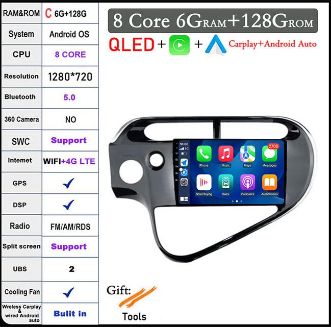 For Toyota AQUA Prius C 2018 - 2020 Android 14 DSP Car Radio Multimedia Video Player Stereo GPS Carplay Auto 4G LTE