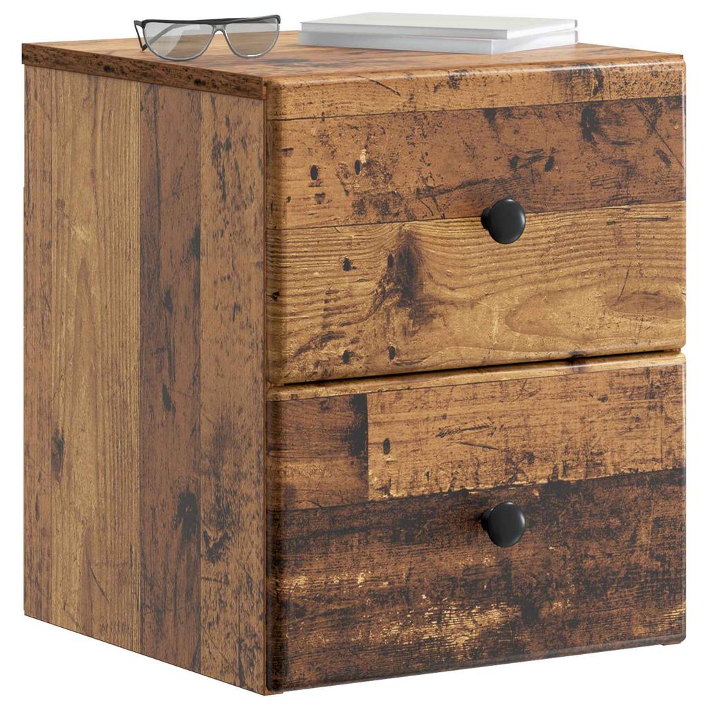 Wall Mounted Nightstand 2 Pcs Reclaimed Wood Look 34.5 X 33 X 40 Cm
