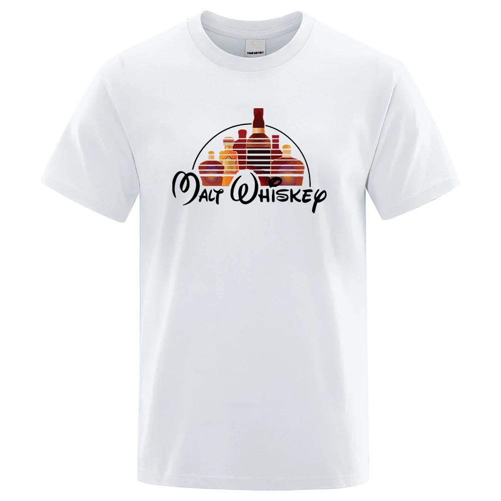 Malt Whiskey Printed T-Shirt Funny Alcohol Drunk Short Sleeve Loose Oversized Tees Fashion Street Clothing Summer Tops