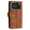 For iPhone 17 Pro Case 9 Card Slots Zipper Wallet PU Leather Phone Cover with Wrist Strap