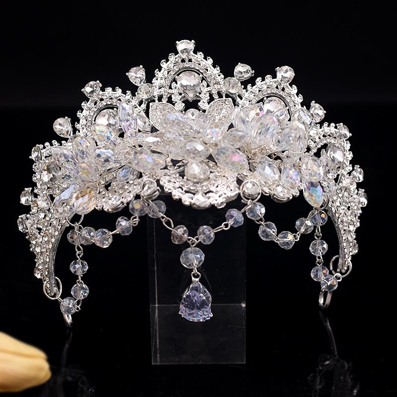 Bridal Tiara Princess Crown Sweet Shiny Crown Hair Accessories Main Wedding Dress White Gauze with Forehead Ornaments Wedding Accessories