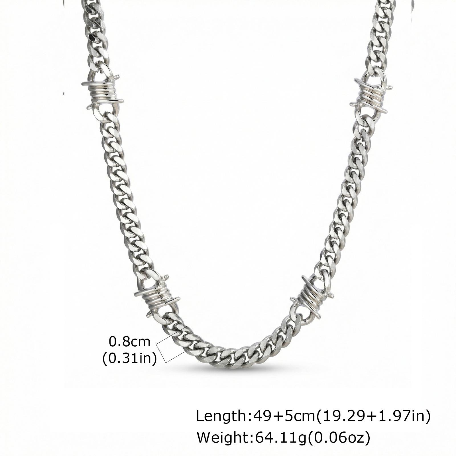 

Punk Hiphop Thorns Cuban Chain Necklace for Men Stainless Steel Gothic Choker Necklace Non Fading Waterproof Jewelry