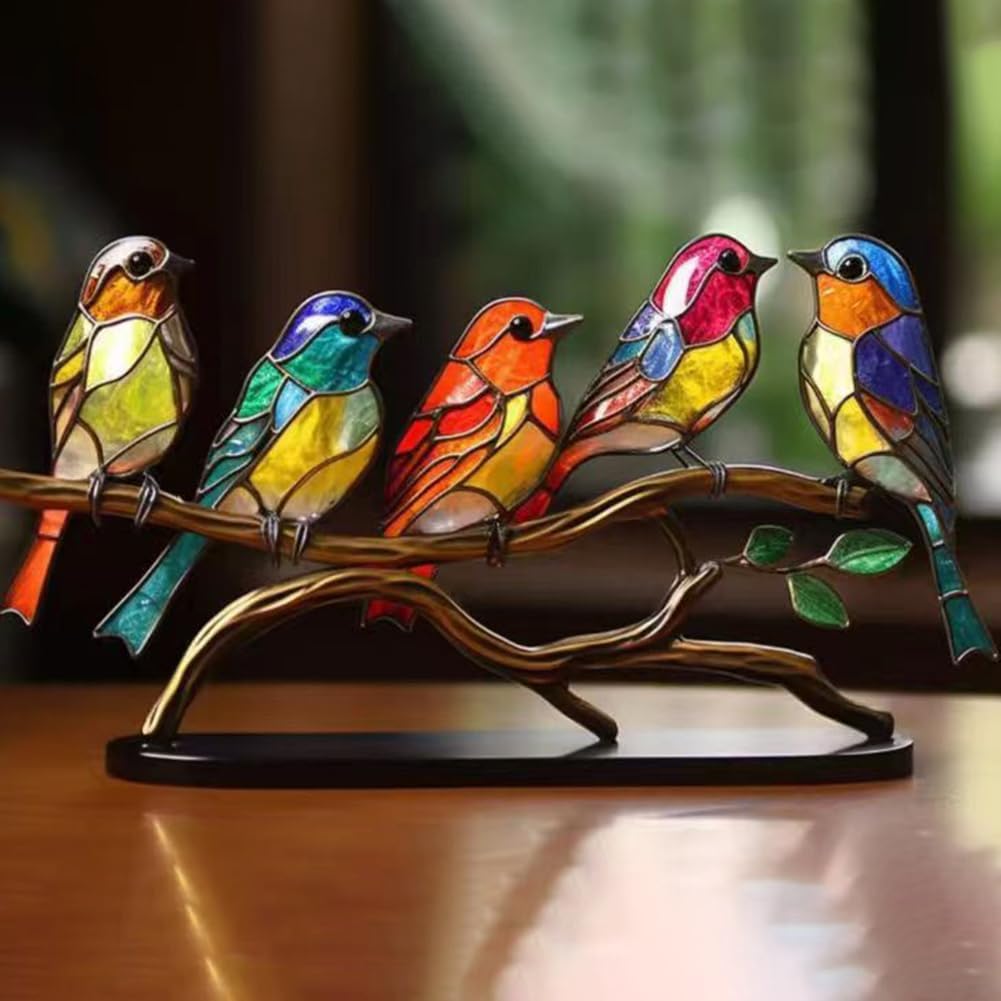 

Colorful Bird Metal Desktop Ornament Home Office Flat Decorative Ornament,5-Bird Type A