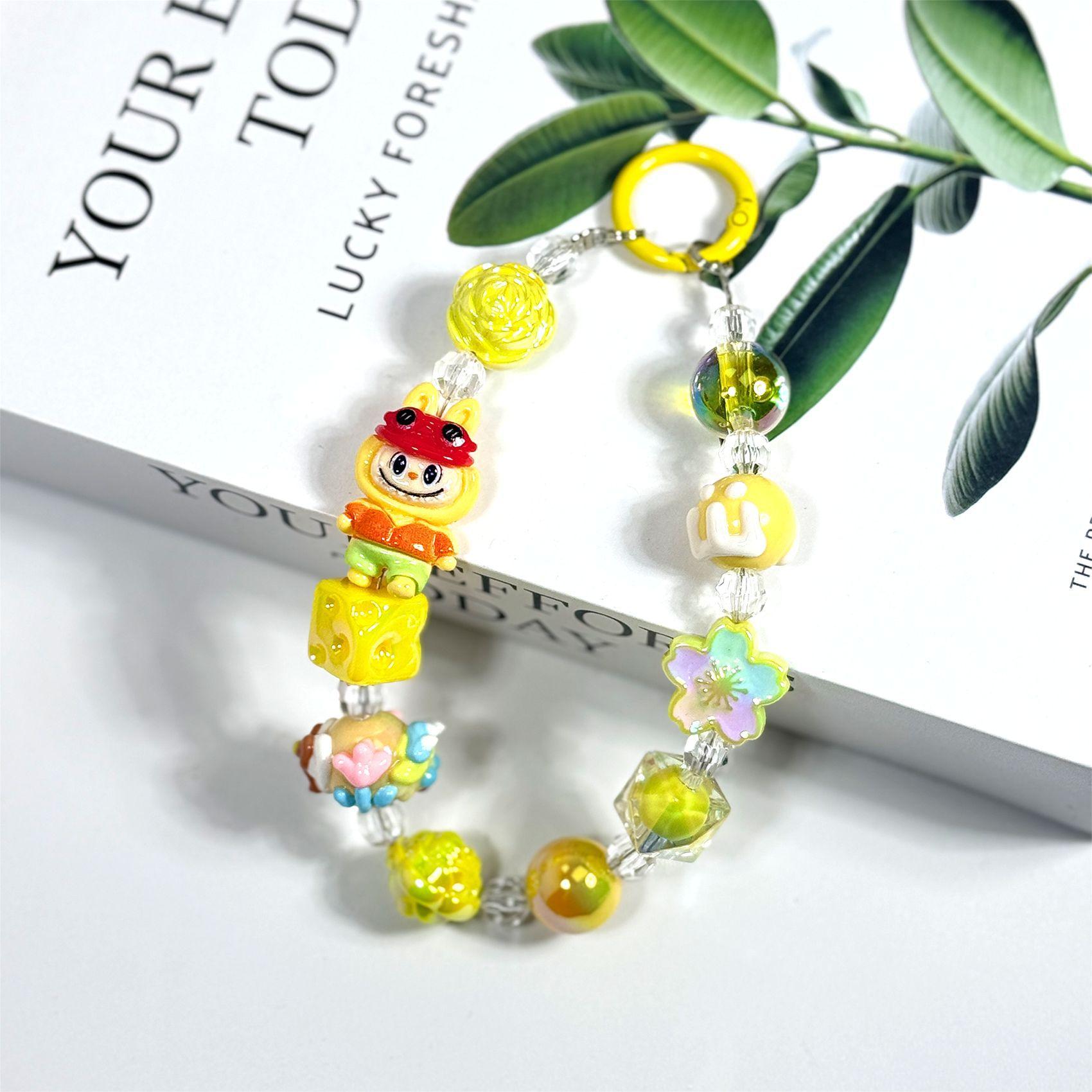 

Cartoon Mobile Phone Chain Beaded Keychain Creative Doll Rabub Accessories Bag Pendant Pendant жёлтый