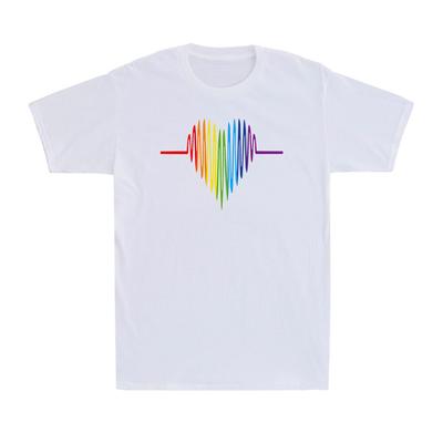 LGBT Gay Puls Herz Gay Pride Monat Bewusstsein Lustiges Geschenk Herren Baumwoll-T-Shirt