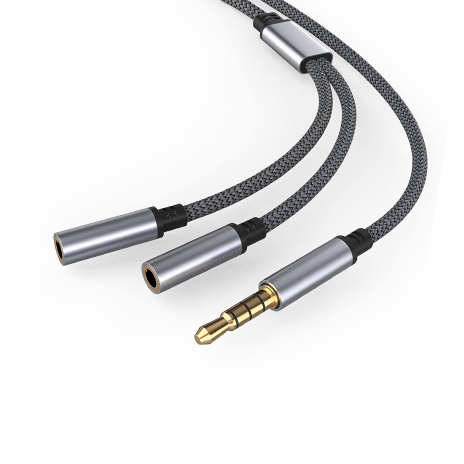 

Розподільний кабель аудіокабелю 3 розгалуження для навушників (папа, гніздо) x 2 з’єднувальна лінія Надзвичайно міцний нейлоновий позолочений штекер із 24-каратним покриттям, сумісний із