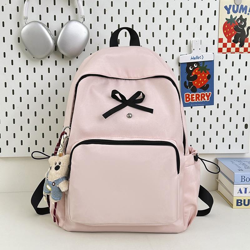 Schoolbag Ballet Style Bow Backpack Korean Version Niche Versatile Shoulder Bag Student Backpack Japanese Simple Solid Color Schoolbag